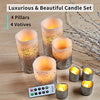 Furora LIGHTING Silver Glitter LED Candles with Remote and Timer, 4 Pillars and 4 Votives Pack of 8, Real Wax Flameless Flickering Candles for Home Décor, Battery Included