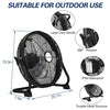 BILT HARD 16 Inch Rechargeable Battery Operated Outdoor Floor Fan, 15600mAh Battery Powered High Velocity Portable Fan with Metal Blade, Run All Day, USB Output for Travel, Camping, Backyard