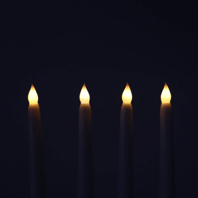 Rhytsing Ivory 10.8" Flameless Taper Candles with Timer, Battery Operated Dinner Candles with Remote, Smooth Wax Finish, Warm White LED, 16 Batteries Included - Set of 8