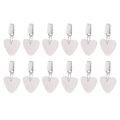 uxcell Tablecloth Weights with Metal Clip, 24PCS Marble Tablecloth Pendant, Heart Shape Tablecloth Pendant Picnic Tablecloth Clips for Decoration, Family Dinner Party (White)