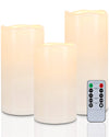 Homemory 6" 8" 10" x 4" Waterproof Outdoor Flameless Candles, Battery Operated Flickering LED Pillar Candles with Remote and Timers for Indoor, Plastic, Ivory White