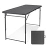 Byliable Folding Table 4 Foot, Portable Plastic Card Heavy Duty Fold-in-Half Small Foldable Table, Indoor Outdoor Adjustable Height Folding Table with Carrying Handle for Picnic, Camping, Party, Grey