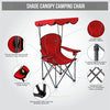 ALPHA CAMP Camp Chairs with Shade Canopy Chair Folding Camping Recliner Support 350 LBS - Red