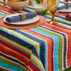 DII Vinyl Tabletop Collection Indoor/Outdoor Spill-Proof Flannel Backed Tablecloth, Rectangle, 60x84, Summer Stripe