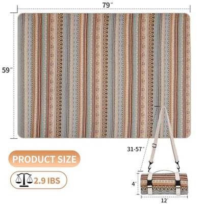 Picnic Outdoor Blanket Extra Large-Waterproof Picnic Blankets 79" x 59" | Portable Camping Blanket | Beach Mat Sand Free with Carry Strap | Park Blanket for Grass, Hiking, Travel, Concerts, Indoor(Orange)