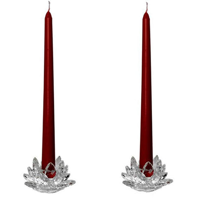 Amlong Crystal 3 inch Clear Lotus Candlesticks Holder, Set of 2