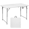 Byliable Folding Table 4 Foot Portable Heavy Duty Plastic Fold-in-Half Utility Table Small Indoor Outdoor Adjustable Height Folding Table with Carrying Handle, Camping and Party,White