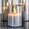 Eywamage Smoke Grey Glass Flameless Candles with Remote Battery Operated Flickering LED Pillar Candles Set of 3