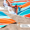 Everlasting Comfort Beach Blanket Waterproof Sandproof - Large Oversized Sand Free Beach Mat Fits Up to 10 People w/Stakes, Storage Bag - Essentials for Beach, Picnic, Concert