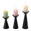 Black Candle Holders Set of 3 - Metal Candle Holders for Pillar Candles - 3 Pillar Candle Holder Centerpiece - Pillar Candle Holders for Table - Black Candle Holder Set Candle Stands Decorative