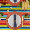 DII Vinyl Tabletop Collection Indoor/Outdoor Spill-Proof Flannel Backed Tablecloth, Rectangle, 60x84, Summer Stripe