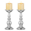 Nuptio Silver Pillar Candle Holders, Wedding Centerpieces Metal Candle Holder for 3 inches Candles Stand Decoration Ideal for Weddings Special Events Parties Living Room, 2 Pcs