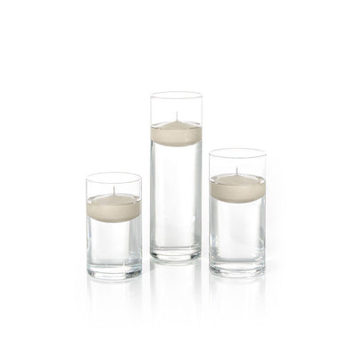 Yummi Set of 18 Floating Candles and Cylinder Vases - Sandstone
