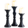 Resin Pillar Candle Holders Set of 3-7.9", 8", 11.8" High, Home Coffee Table Decor Decorations Centerpiece for Dining, Living Room, Gifts for Wedding (Black)