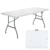Nightcore, White 6', Indoor Outdoor Utility Portable Picnic Party Dining Camp Rounded Corners & Handle, Plastic HDPE Folding Table