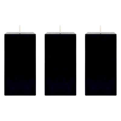 SRG 3 pcs Unscented Black Square Pillar Candle, Hand Poured Premium Wax Candles 3 Inch x 6 Inch, Home Décor, Wedding Receptions, Baby Showers, Birthdays, Celebrations, Party Favors & More