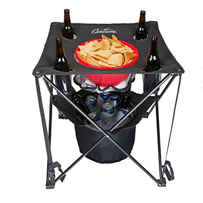 All-in-One Tailgating Table - Collapsible Folding Camping Table with Insulated Cooler, Mesh Food Basket and Travel Bag for Barbecues, Camping, Superbowl Football Tailgate Parties -Great BBQ Grill Gift