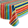 DII Vinyl Tabletop Collection Indoor/Outdoor Spill-Proof Flannel Backed Tablecloth, Rectangle, 60x84, Summer Stripe