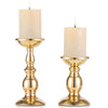 2 Pcs Gold Pillar Candle Holders, Gold Candlestick Most Ideal for 3" Pillar Candles, Gifts for Wedding, Party, Home, Spa, Reiki, Votive Candle (S + L)