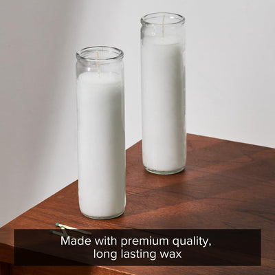 Simply Soson 2x8 inch White Devotional Candles in Glass Jar - 3 Pack - 90 Hours – Prayer Candle - Tall Pillar Candles for Religious, Memorials, Party Decor