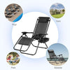 Nazhura Set of 2 Relaxing Recliners Patio Chairs Adjustable Steel Mesh Zero Gravity Lounge Chair Beach Chairs with Pillow and Cup Holder Black