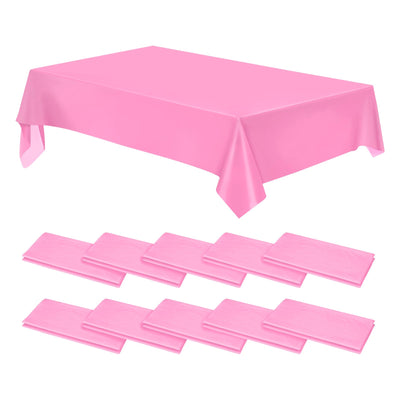 MECCANIXITY Disposable Table Cloth, 108 Inch x 54 Inch Plastic Tablecloth Decorative Rectangle Table Cover, Pink for Picnic Camping Wedding Parties, Pack of 28