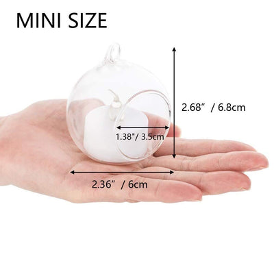 Sziqiqi Hanging Glass Globes Orbs Tea Light Candle Holders with Flameless LED Tealight for Wedding Ornaments, Wedding Birthday Christmas Party Centerpiece Accessory 2.36inch 20pcs +4 Extra