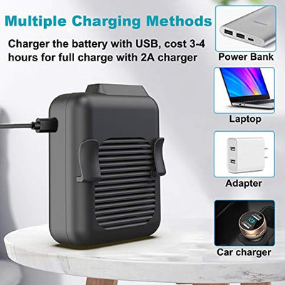 SLENPET Portable Waist Clip Fan, 6000mAh Battery Operated Necklace Fan, 23 Hours Working Time, 3 Speeds, 5100RPM Strong Airflow Hands-free Belt Fan for Outdoor Works, Farm, Hiking, Camping, Travel