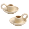 DOITOOL 2Pcs Ceramic Candlestick Holder, Taper Candle Holder with Handle, Nordic Style Candlelight Stand Desktop Ornament (Beige) (Beige)