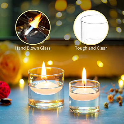 Votive Tea Light Holders Bulk - Clear Glass Tealight Candle Holder for Floating Candle as Candlelit Dinner Wedding Party Events Birthday Reception Centerpiece Accessories, Holiday Decor, 20pcs+Extra 4