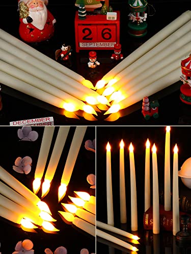 Treela 24 Pcs Flameless Taper Candles Bulk LED Tapered Battery Operated Candles for Easter Valentine's Day Birthday Wedding Party Church Table Decoration