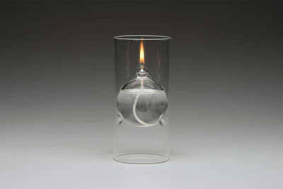 Firefly Modern Transcend Clear Glass Oil Lamp | 2-Piece Borosilicate Glass Includes Bliss Oil Candle Suspended in The Hurricane Candle Holder Sleeve - Includes 16 oz. Smokeless, Paraffin Lamp Oil
