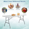 Nightcore, White 6', Indoor Outdoor Utility Portable Picnic Party Dining Camp Rounded Corners & Handle, Plastic HDPE Folding Table
