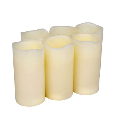 H-BLOSSOM Flickering Flameless Candles Battery Operated Real Wax Pillar Candles LED Candles with Cycling 5H Timer Pack of 6 (3" x 6")