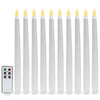 LampLust Taper Candles Battery Operated, 10 Inch, Set of 10 Flickering Flameless Candles, White Wax, Timer and Batteries Included, Flameless Candles with Remote for Wedding or Home Decor