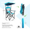 ALPHA CAMP Heavy Duty Canopy Lounge Chair Sunshade Hiking Travel Chair with Cup Holder Enamel Blue