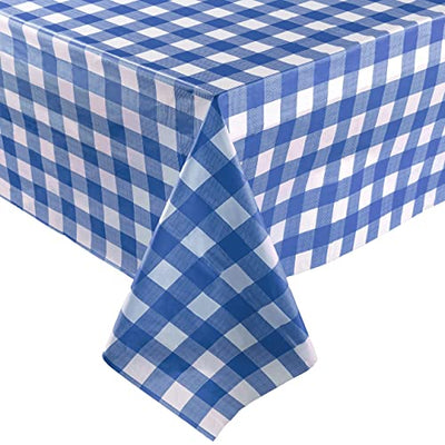 ZIMPLEWARE Blue Gingham Checkered 12 Pack Standard Disposable Plastic Party Picnic Tablecloth 54 Inch. x 108 Inch. Rectangle Table Cover
