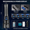 Flashlights High Lumens Rechargeable, 990000LM Super Bright Flashlight, Adjustable Tactical Flashlight, 5Mode Flash Light High Powered, Waterproof LED Flashlight for Camping, Hiking, Home, Emergencies