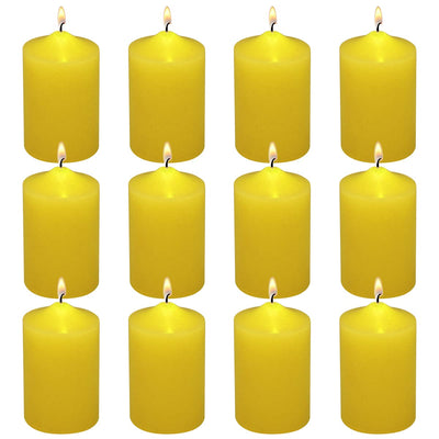 12 Pack 2x3 Inch Citronella Pillar Candles Outdoor Indoor, 22 Hours Dripless Smokeless Yellow Candles for for Home Garden Pool Porch