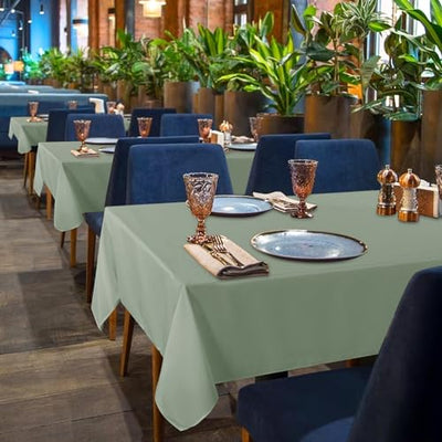 sancua 6 Pack Sage Green Tablecloth 60 x 102 Inch, Rectangle Table Cloth for 6 Feet Table - Stain and Wrinkle Resistant Washable Polyester Table Cover for Dining Table, Buffet Parties and Camping