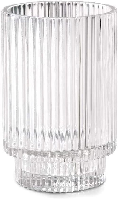 Serene Spaces Living 5in Clear Ribbed Glass Votive Holder, Decorative Centerpiece for Wedding, Christmas, Thanksgiving, Dining Table, Living Room, Home Décor, 3.5" Diameter & 5" Tall, Pack of 24