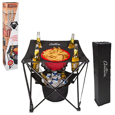 All-in-One Tailgating Table - Collapsible Folding Camping Table with Insulated Cooler, Mesh Food Basket and Travel Bag for Barbecues, Camping, Superbowl Football Tailgate Parties -Great BBQ Grill Gift