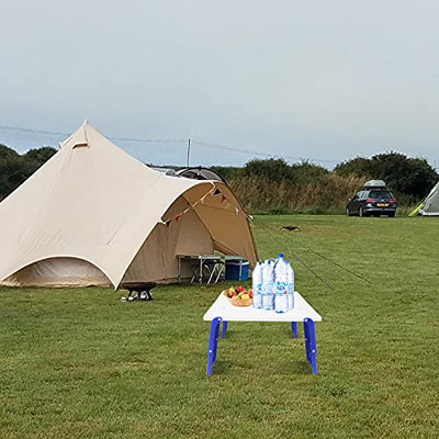 15.9"x14.2"x9.6" Large Portable Folding Beach Table for Sand Foldable Height Adjustable Side Table Desk for Camping Picnic BBQ with Carry Bag, Blue