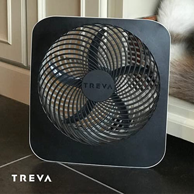 Treva 10-Inch Portable Desk Battery Fan, Powered by Battery and/or AC Adapter - Air Circulating with 2 Cooling Speeds, With Built In USB Charging Port
