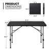 MoNiBloom 4Ft Folding Card Table, Outdoor Foldable Small Portable Plastic Dining Picnic Cookout Table w/Handle, Black