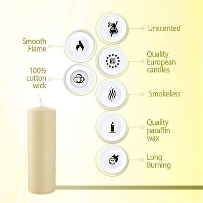 BOLSIUS Ivory Pillar Candle Large - 3 x 10 Inches - 115 Hours Burn Time - Premium European Quality - Smooth And Smokeless Flame - Relight Unscented Wedding, Dinner, Party, And Special Occasion Candle