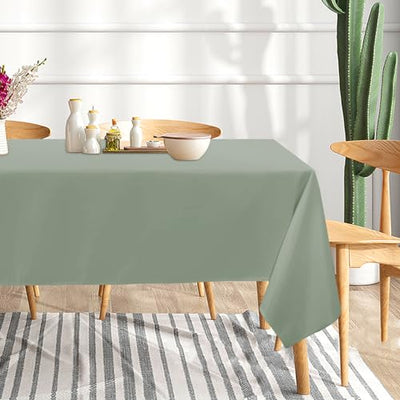 sancua 6 Pack Sage Green Tablecloth 60 x 102 Inch, Rectangle Table Cloth for 6 Feet Table - Stain and Wrinkle Resistant Washable Polyester Table Cover for Dining Table, Buffet Parties and Camping
