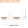 NUPTIO Hurricane Glass Candle Holders: Clear Round Cylinder Vases with Wood Plate Base for Pillar Floating Candles Set of 2 Wooden Hurricanes Vase Pillars Holder for Wedding Party Table Centerpiece