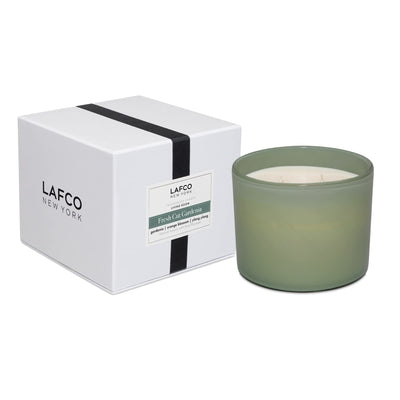 LAFCO New York 3-Wick Candle, Fresh Cut Gardenia - 30 oz - 120-Hour Burn Time - Reusable, Hand Blown Glass Vessel - Made in The USA