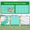 RNOONY Vinyl Fitted Picnic Table Cover with Bench Covers and Bag, Outdoor Waterproof Picnic Tablecloth with Elastic Edges, 72x30 Inches 3 Pcs Set (Green)